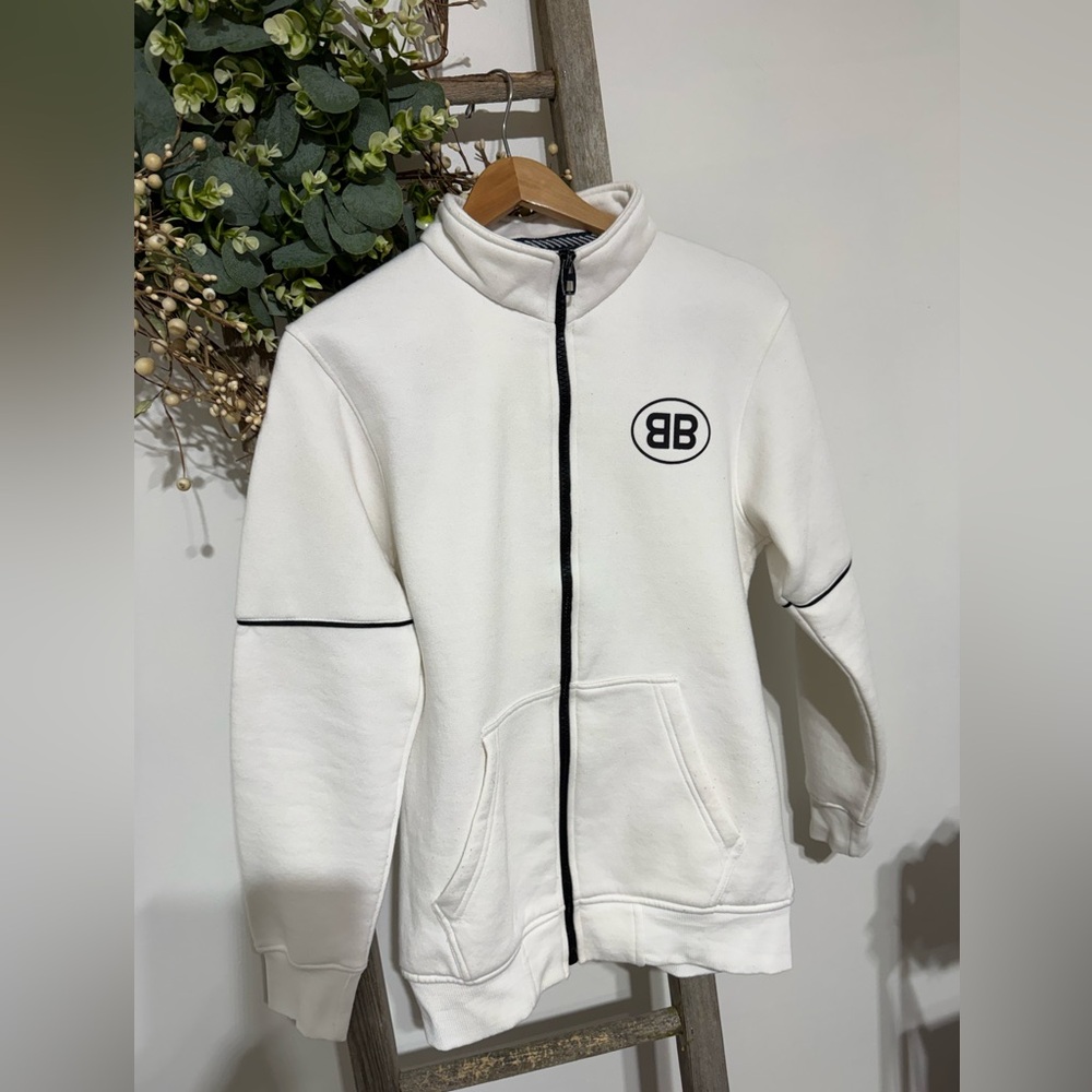 Men's White Full-Zip Sweater - Picture 11 of 11